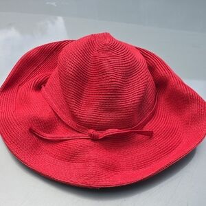 Red Floppy Sun Hat Cappelli Straworld Beach Summer One Size